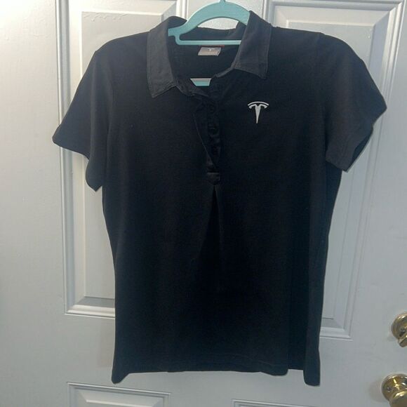 Tesla Polo button down shirt black silver - Picture 1 of 6